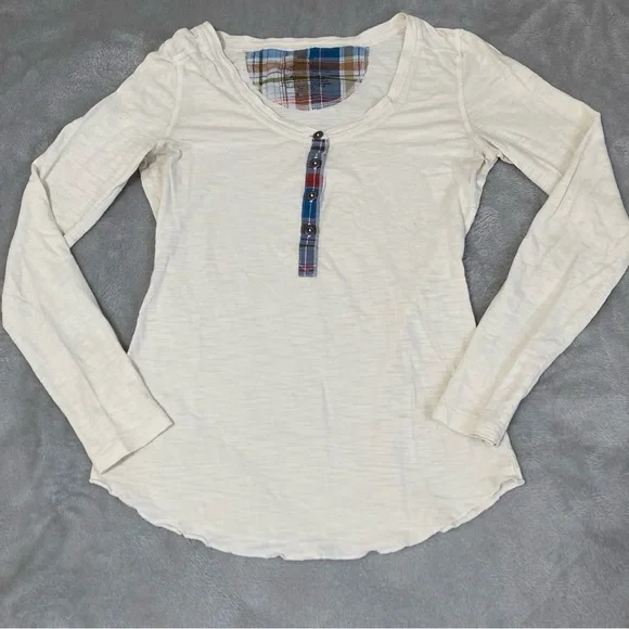 Patagonia White and Tan Long Sleeve Buttoned T-Shirt Organic Cotton Size S - Picture 8 of 14